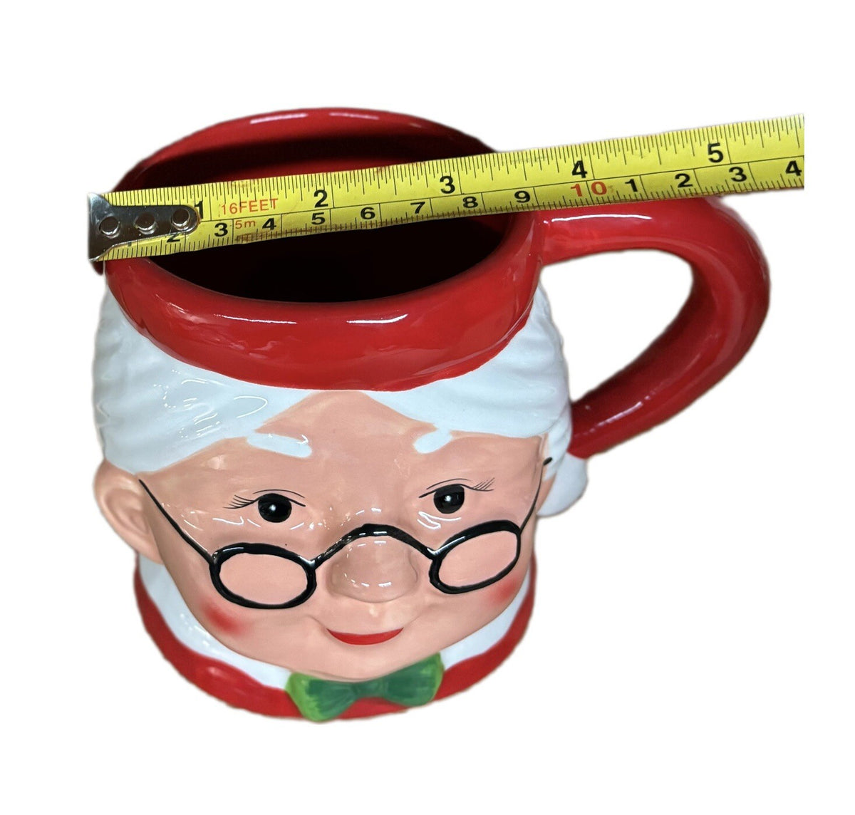 Pier 1 Imports 2- Mugs Santa & Mrs Claus Coffee Cups Hand Painted Dolomite 18oz
