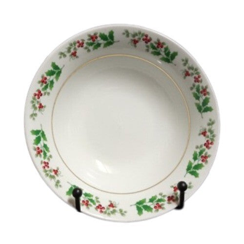 Gibson Everyday CHRISTMAS CHARM  4- Cereal Bowls 6 ¼” D Holly Berry Charm Cup