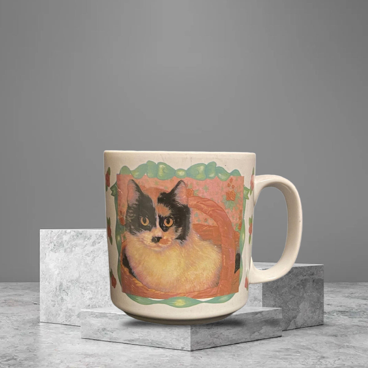 GLENNA HARTWELL Muffy Mug Ceramic Coffee Tea Applause White Floral Cup