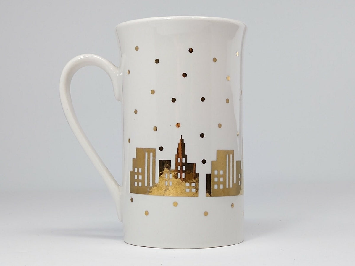 Studio Nova Mug GOLDEN CITY  White Gold Tea Cup Christmas Glassware Collection