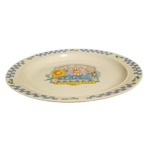 Gibson Designs DAISY 2-Dinner Plates 10 ¼” D Sunshine Seed Floral Stoneware Dish