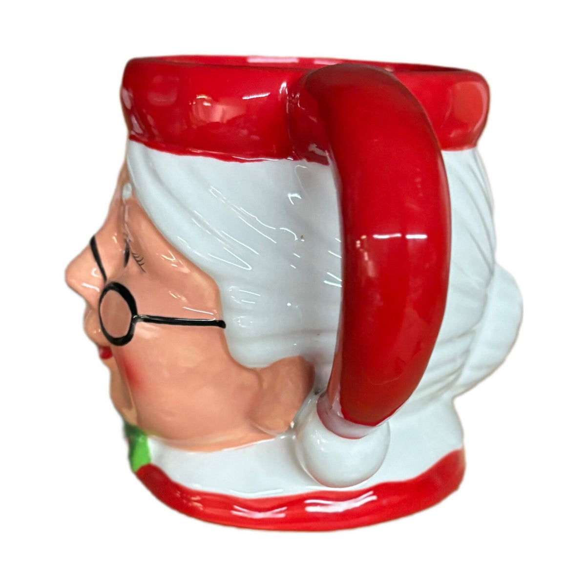Pier 1 Imports 2- Mugs Santa & Mrs Claus Coffee Cups Hand Painted Dolomite 18oz