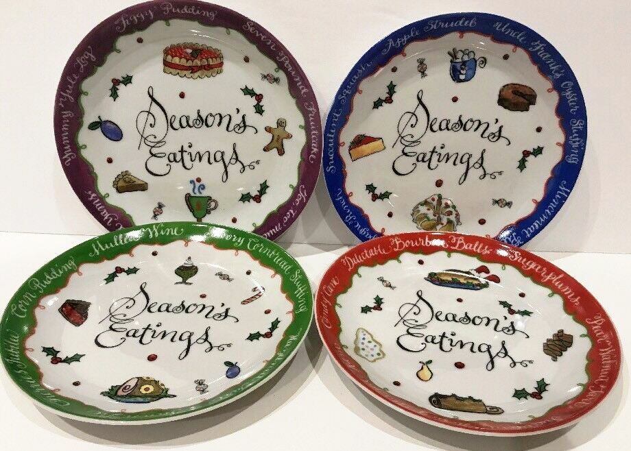 JILL SEALE 4 Dessert Plates Season's Eatings Collection Boston Warehouse 2004