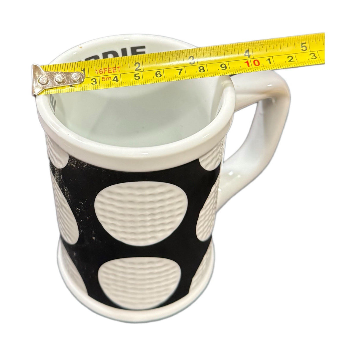 Golf Gifts Gallery Mug Black & White Dimpled Golf Ball Pattern 4.78” H Cup