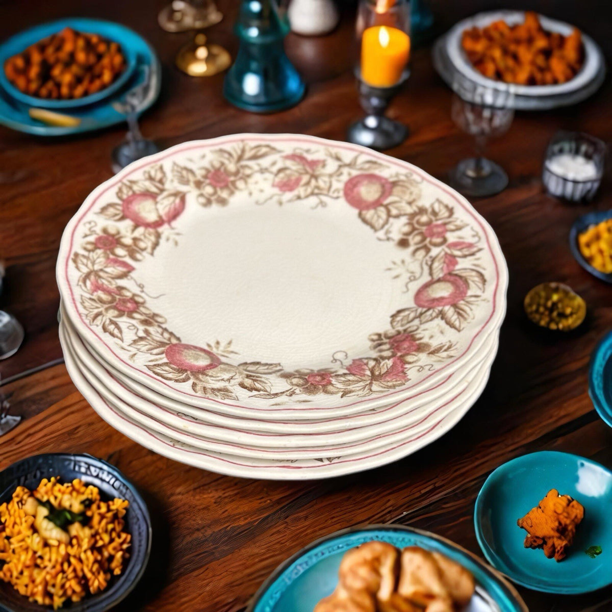 Double Phoenix INDIAN SUMMER 5-Bread And Butter Plates Iron Stone Dessert Dish