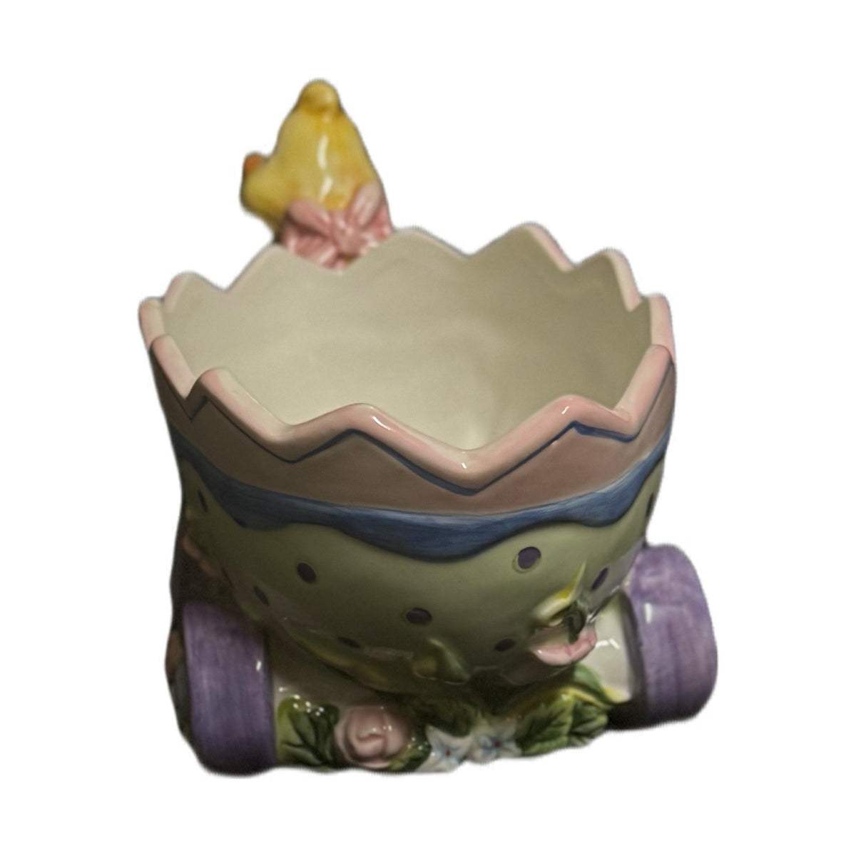 Fitz & Floyd Eggscapades Duck Jelly Bean Wagon Easter Candy Dish Planter