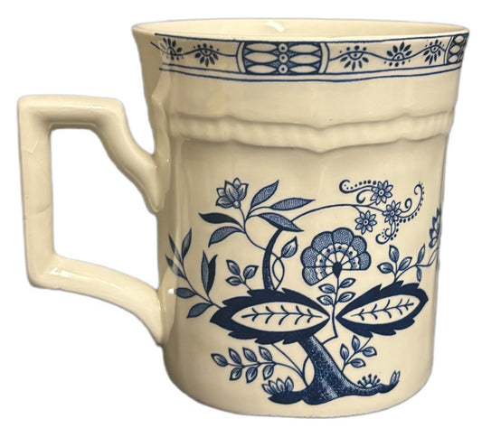 Vintage 2-Kensington Mugs Staffordshire England Ironstone Coffee Cup Blue Ivory