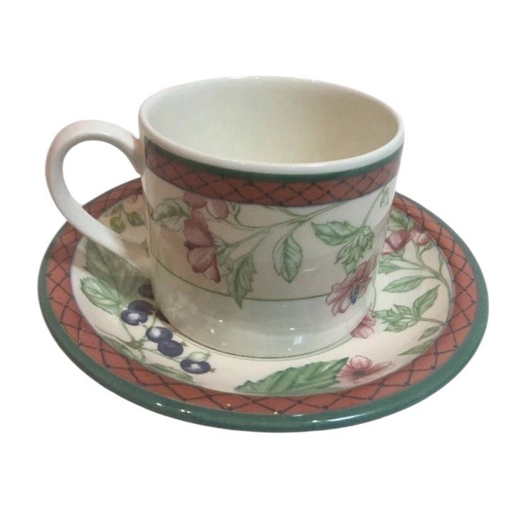 Johnson Brothers Autumn Grove Cup & Saucer Set of 8 Fruit Floral England