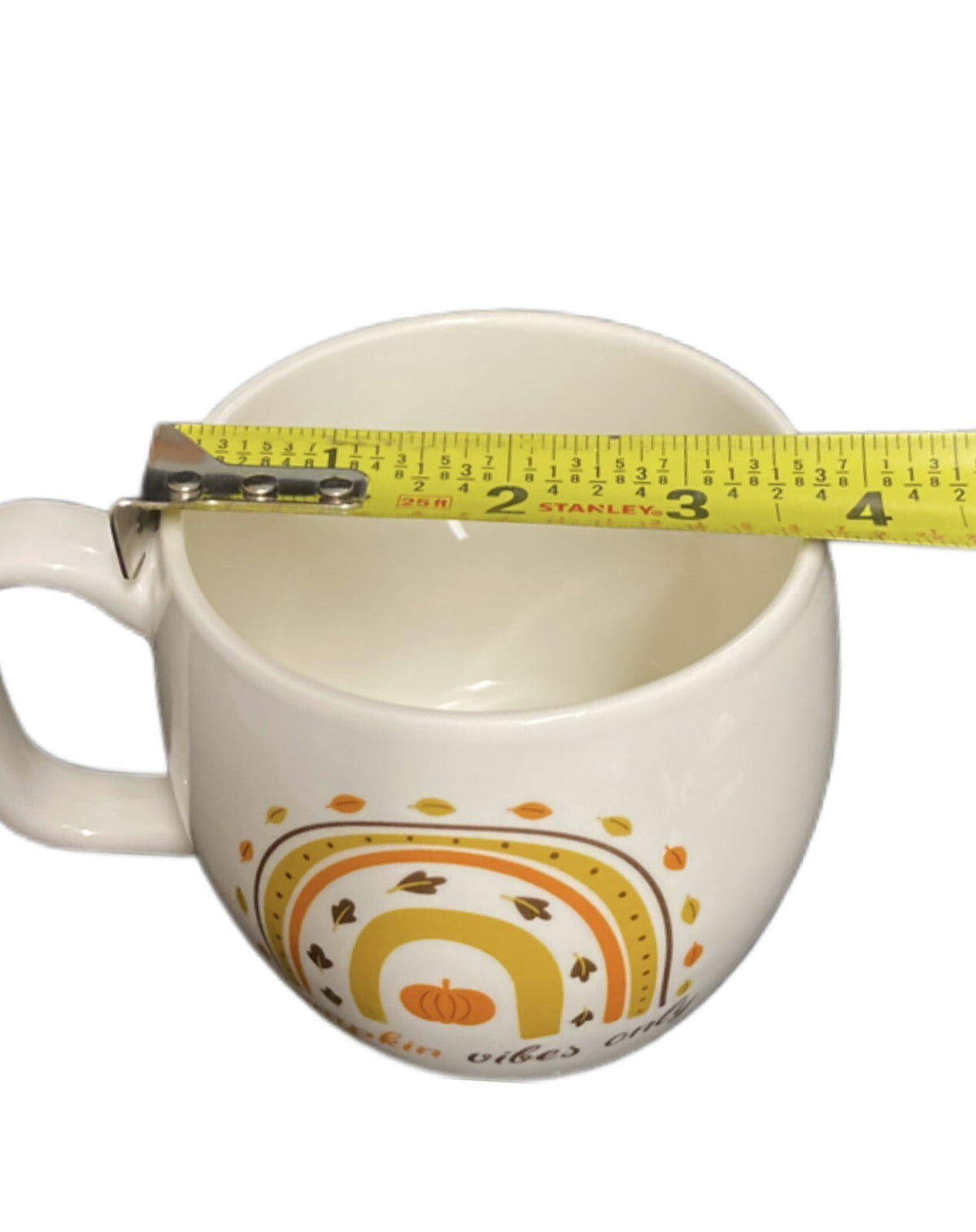 PUMPKIN VIBES ONLY Coffee Mug Rainbow Fall Harvest Ceramic White Cup Unbranded