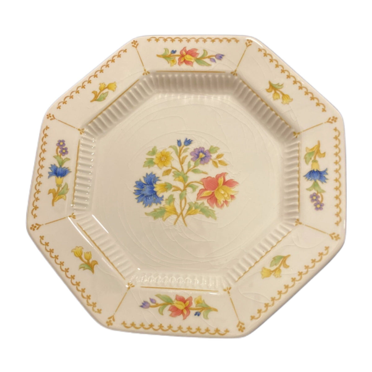 Nikko Classic Collection MAGENTA 4-Bread & Butter Plates Octagonal Floral Japan