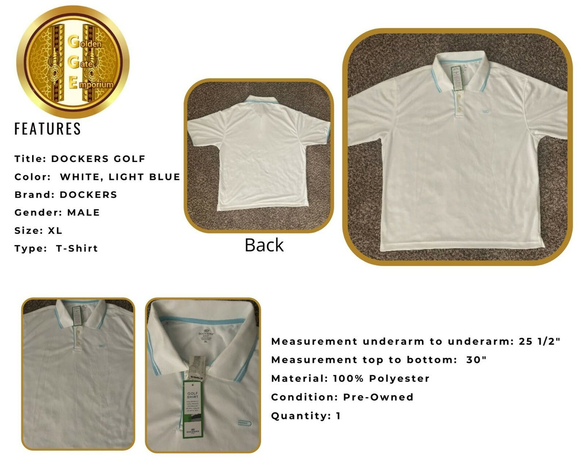 T-Shirt Dockers Golf XL White Sports Classic
