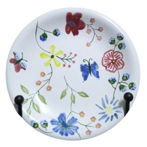 Gibson Designs ALISHA 4-Salad Plates 8 ¼”D Ceramic White Flowers Butterflies