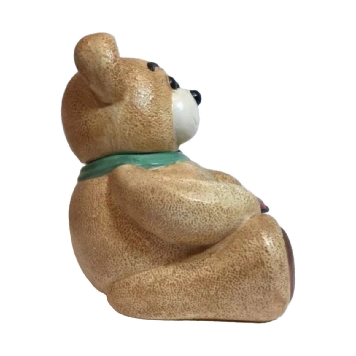 CKRO Teddy Bear Cookie Jar Holding Red Apples Green Scarf Ceramic Vintage 10” H
