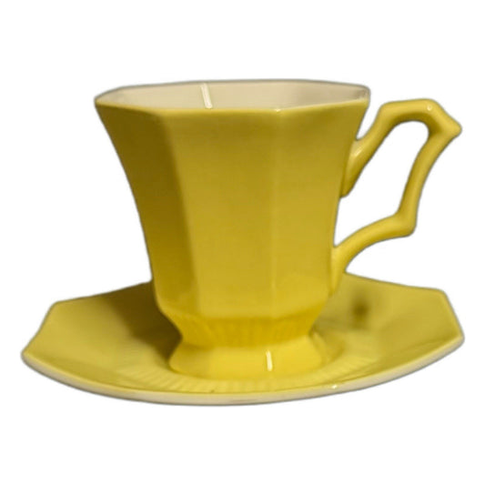 Independence Ironstone Castleton Yellow Demitasse 2-Cups 2-Saucers Japan Set