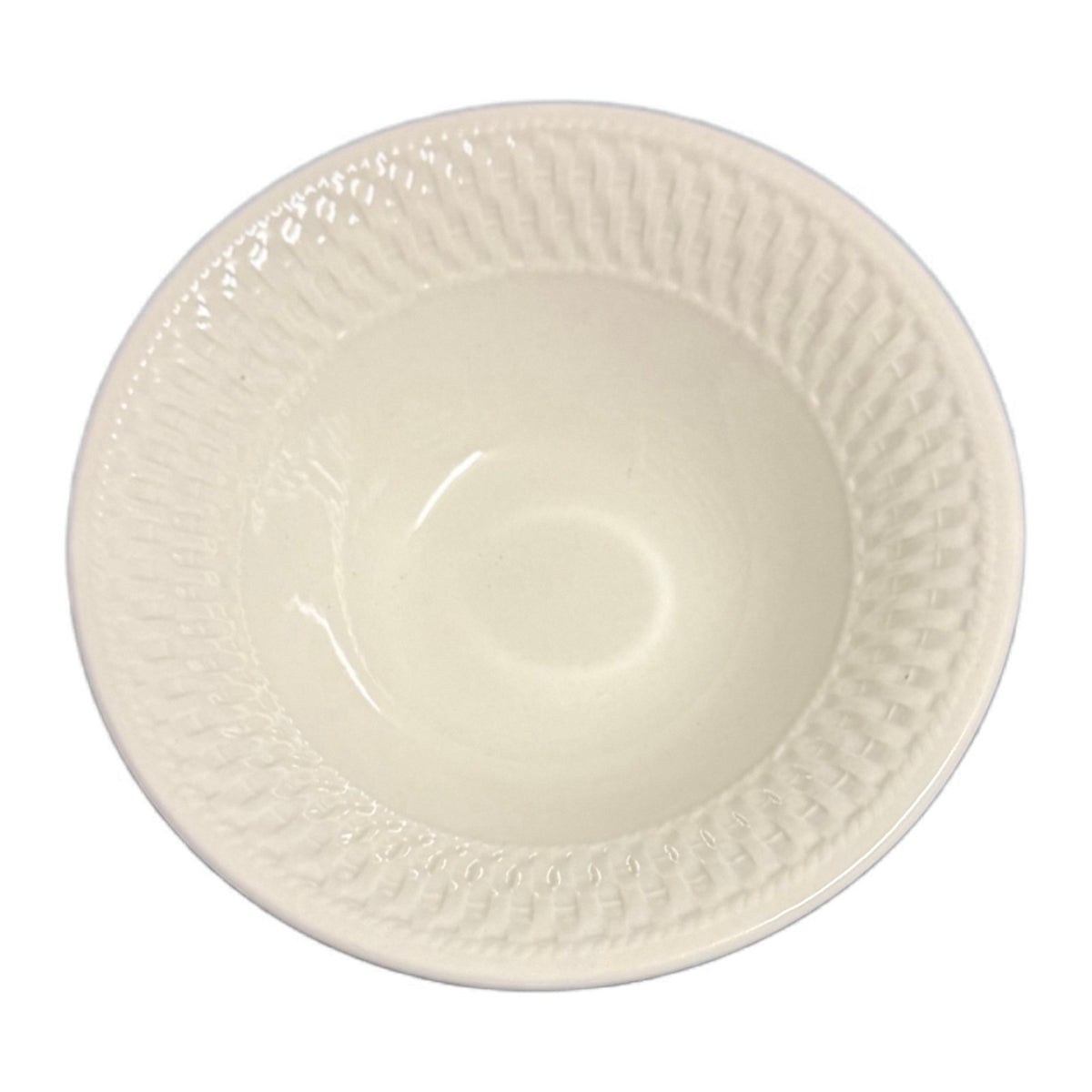 Oneida Wicker 6 3/8 in Set Of 3 Fruit/Cereal Bowls White Weave Stoneware