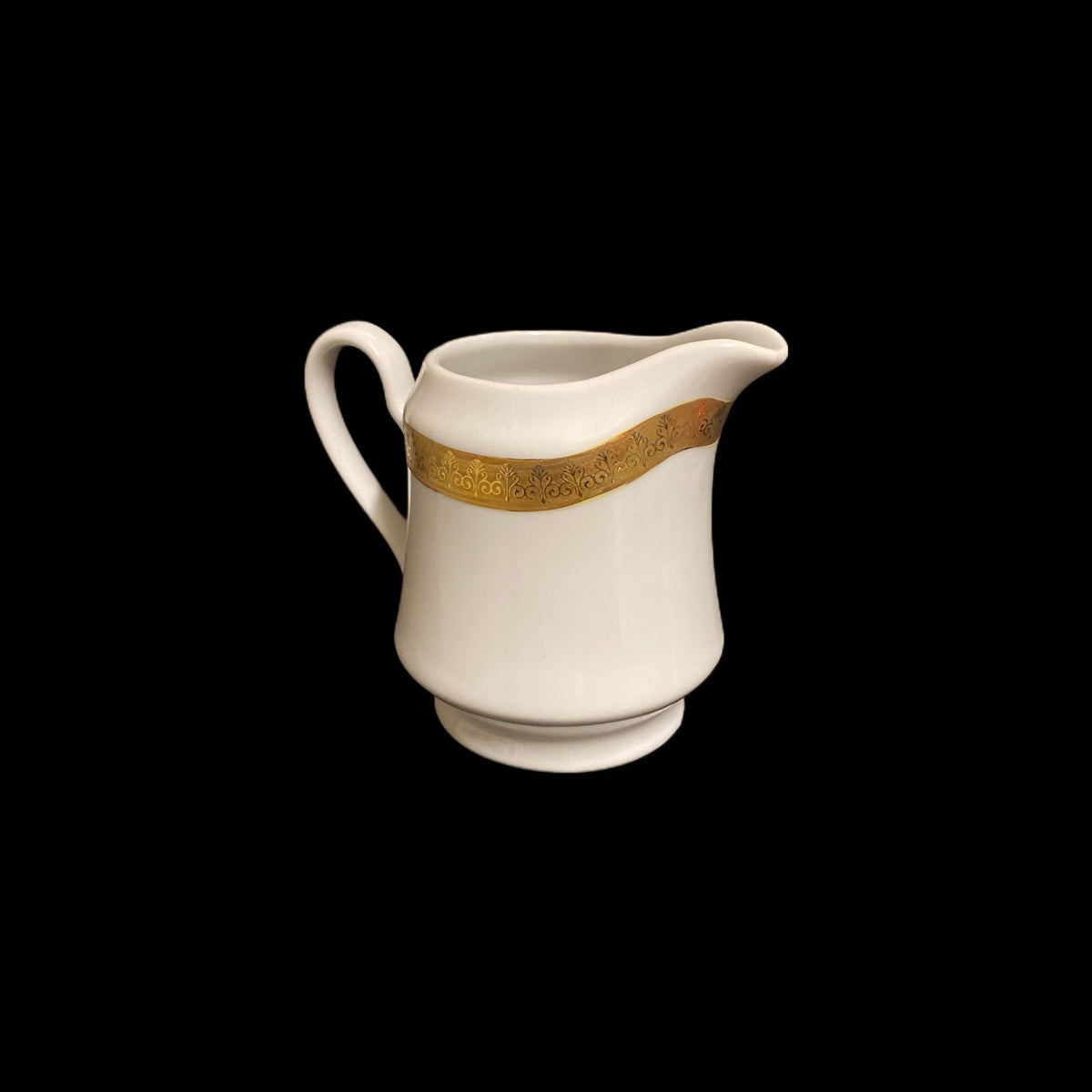 Gabbay QUEEN VICTORIA Creamer & Lidded Sugar Bowl Ceramic White Gold Border Trim