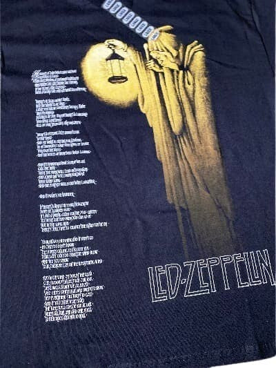T-Shirt Led Zeppelin Tennessee River Lyrics Black LG Men Crew Neck