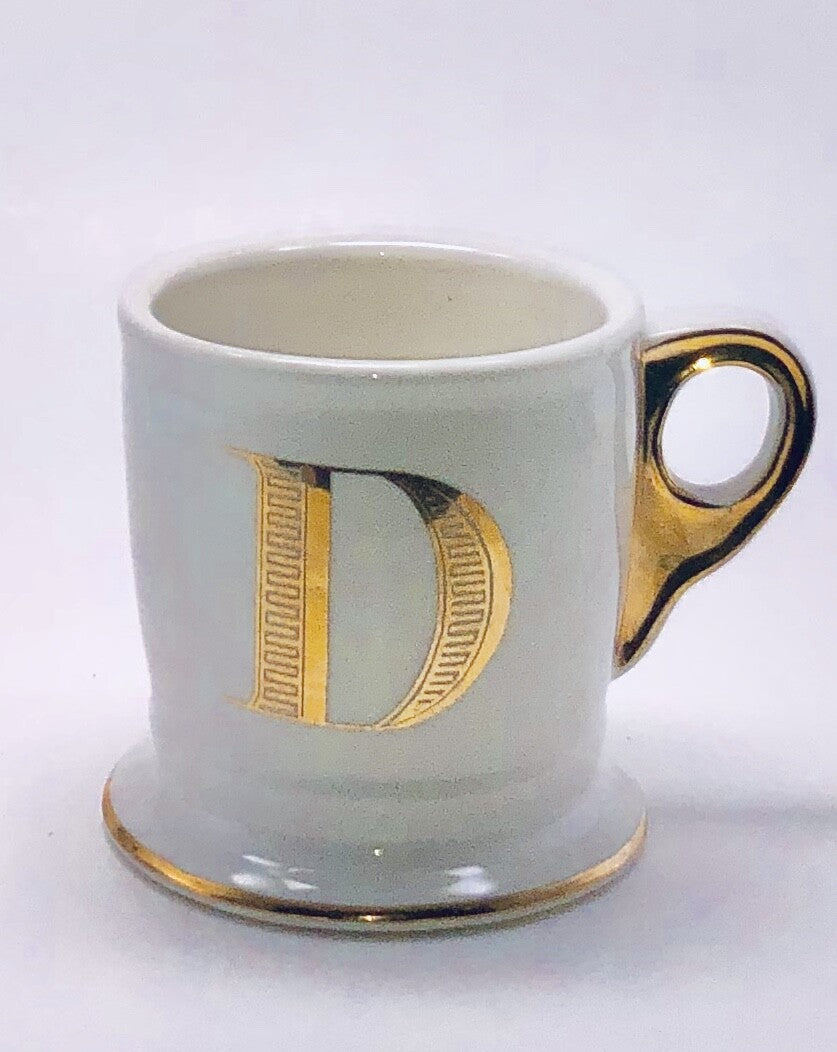 Anthropologie Initial Coffee Mug Limited Edition White Gold Monogram Letter Cup
