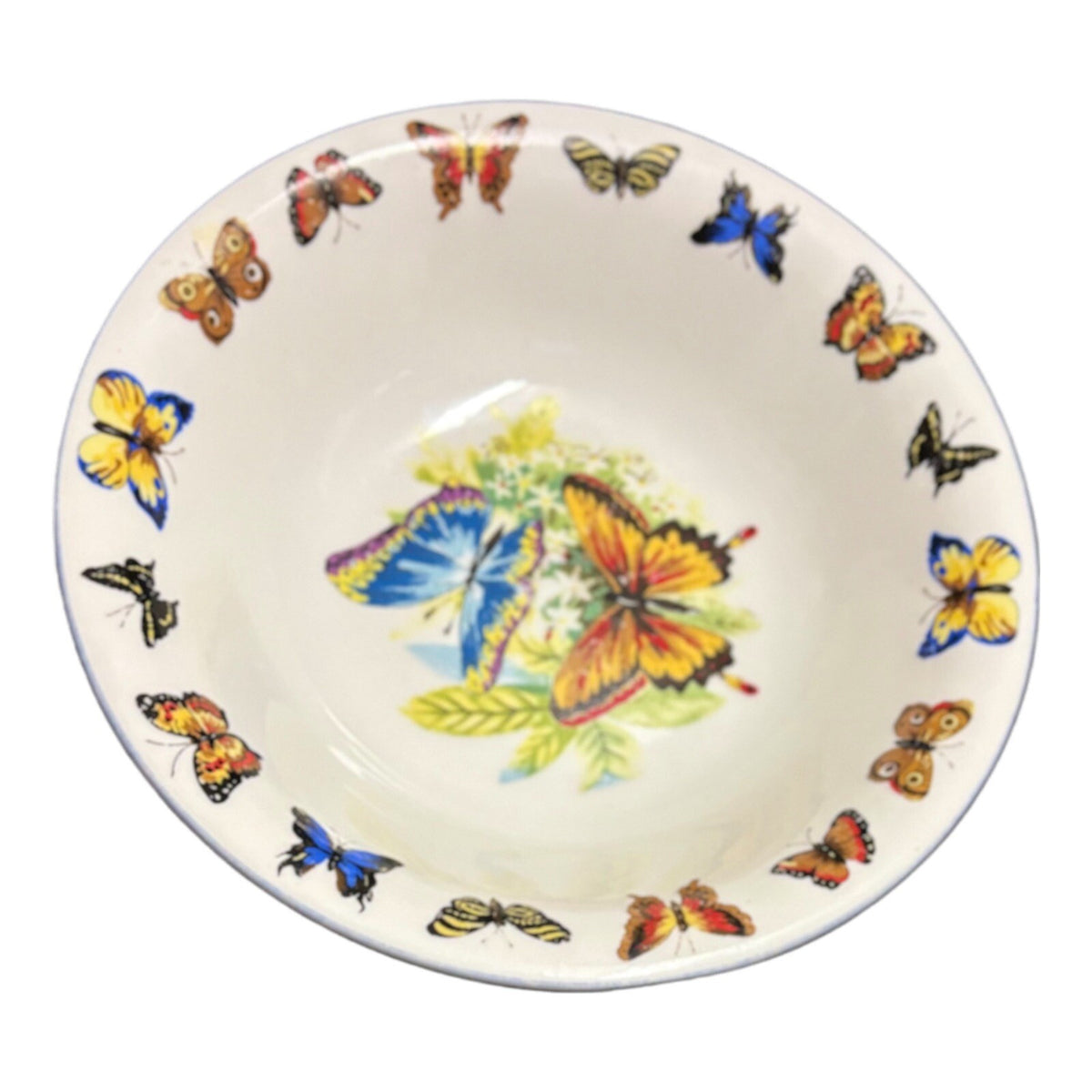 Tabletops Unlimited Soup Bowl BUTTERFLIES Oven Safe White Ceramic Pasta Dish