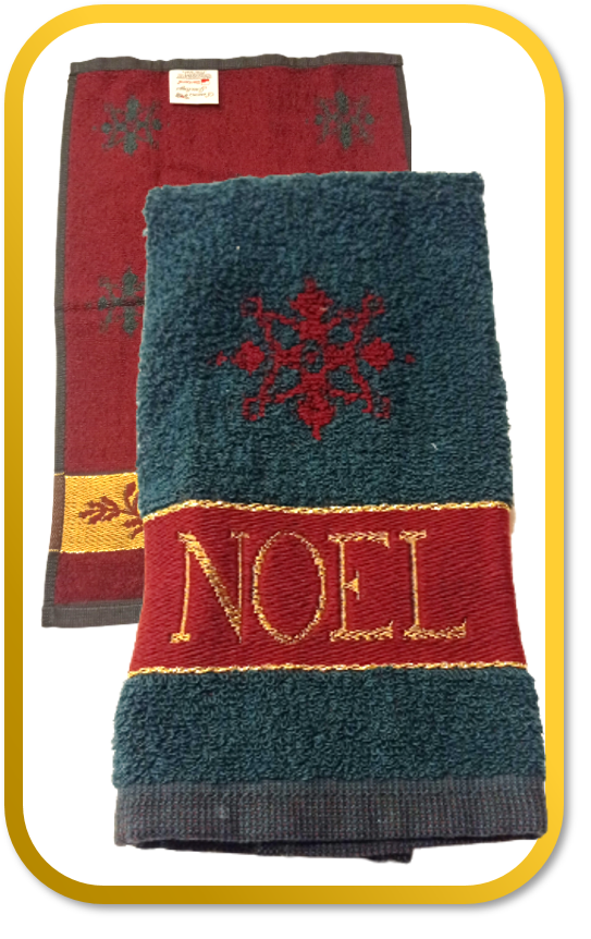 SANTENS Season Greetings Towel Noel Green Red Appliqué 100% Cotton Christmas Set