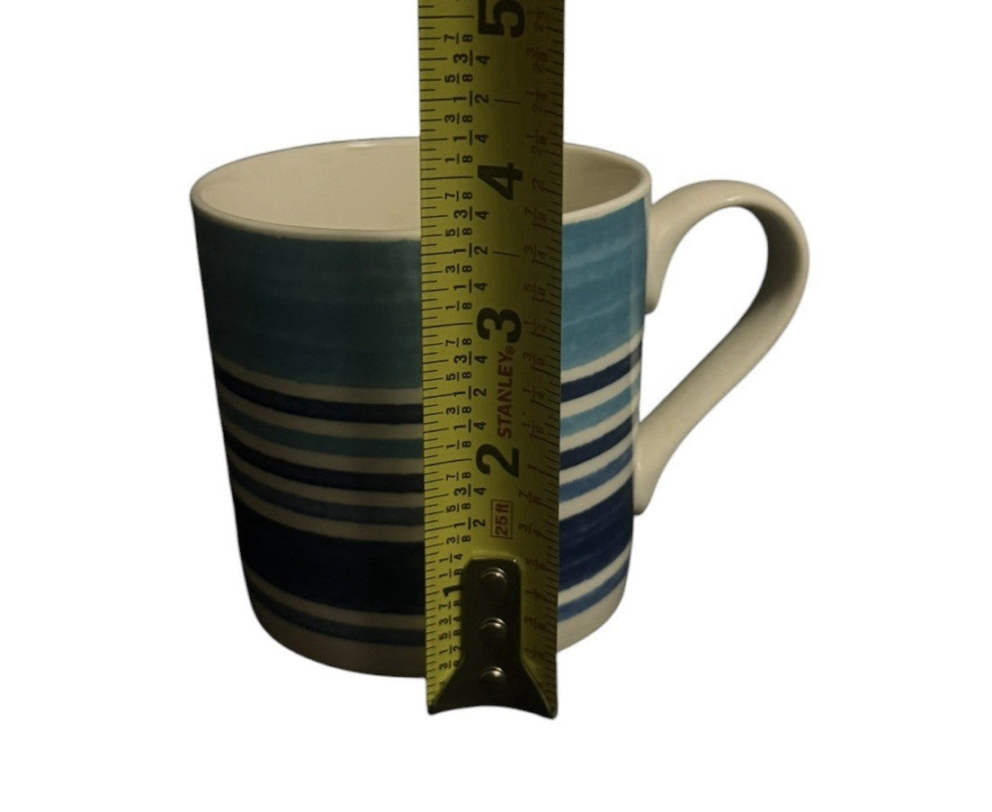Johnson Brothers Farmhouse Kitchen Blue Stripe Mug Set of 4 Stoneware 2009