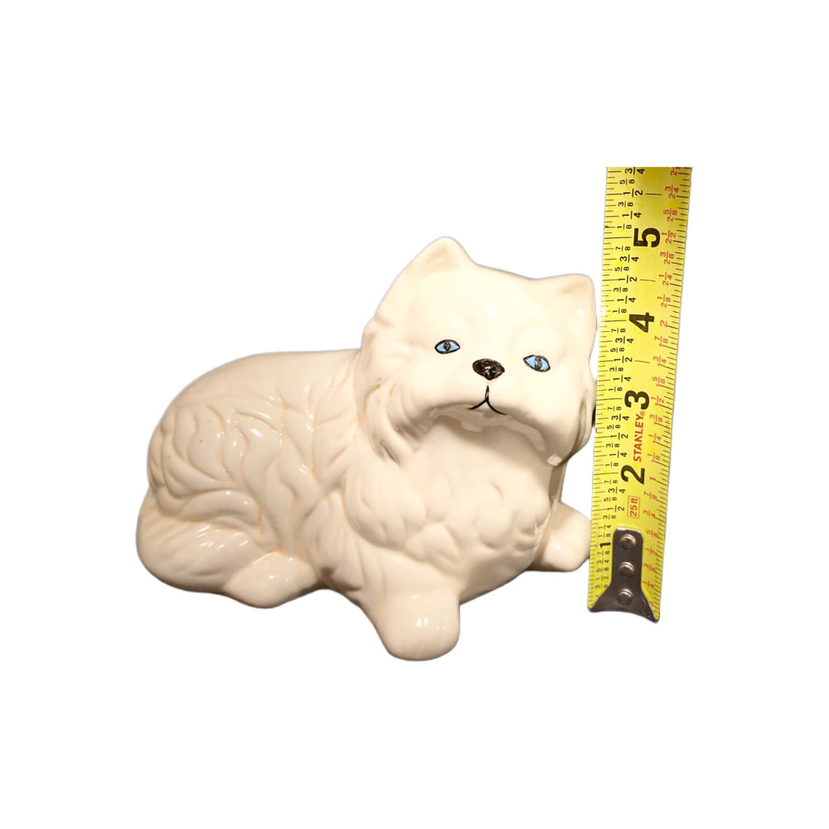 Vintage Persian Cats Long Hair Blue Eyes Set of 2 White Ceramic Figurines