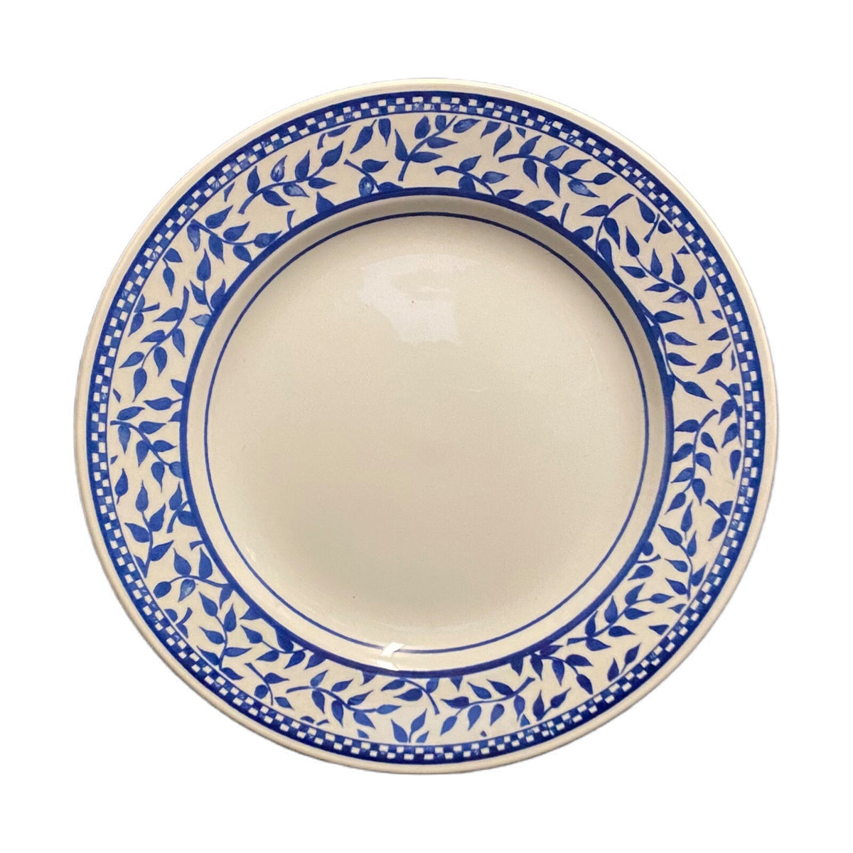 CHURCHILL 3-Salad Plates England CC Blue Leaves Border Trim White Dessert Dishes