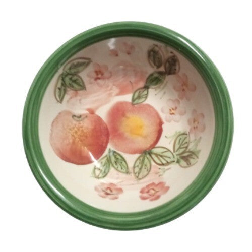 Gibson Designs Peach Duo Set of 4 Soup Cereal Bowls 7.5” D Fruit Floral Green