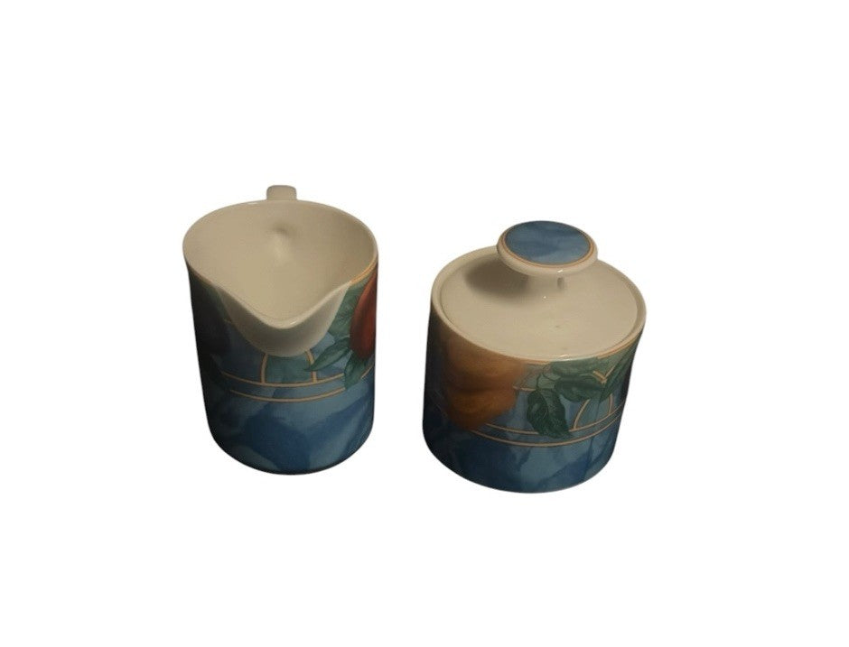 Victoria & Beale Forbidden Fruit Creamer & Sugar Bowl w/Lid Porcelain
