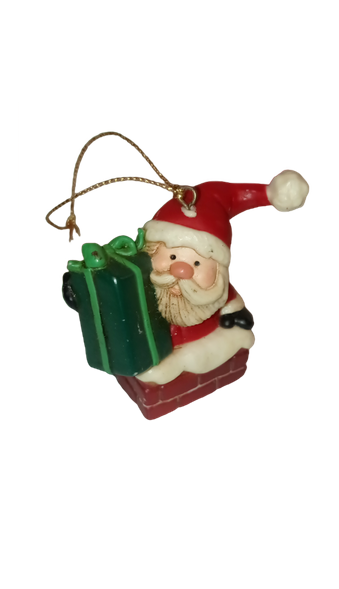 3 Christmas Santa Claus Tree Hanging Holiday Ornament Set Gift, Tree, Ski