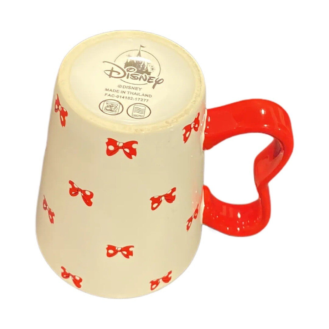Disney Minnie Mouse Red Bow Ceramic Coffee Mug Black Red Handle Tea Cup