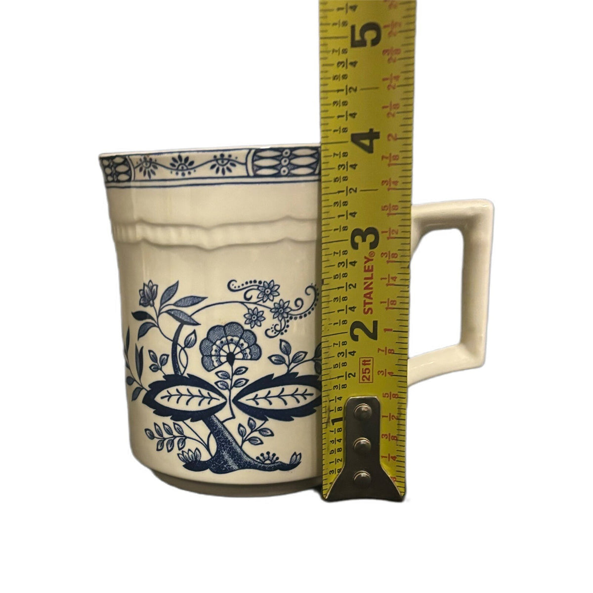 Vintage 2-Kensington Mugs Staffordshire England Ironstone Coffee Cup Blue Ivory