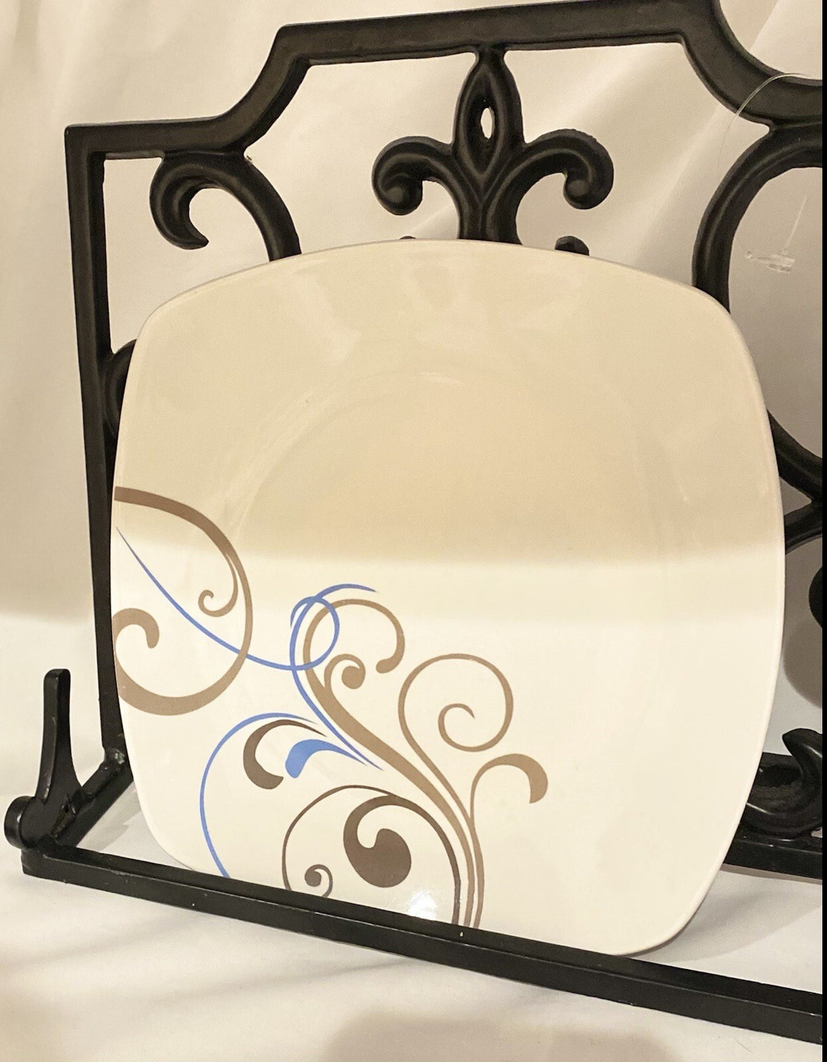 Coventry CHOCO SCROLL 3-Square Salad Plates Fine China Porcelain  (PTS) Int'l.