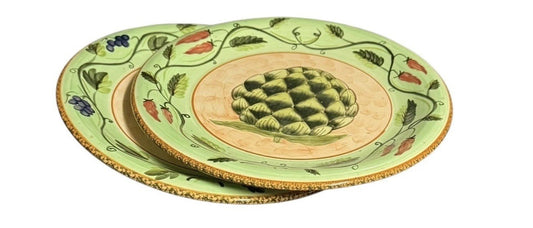 Set of 2 Vintage 1998 CBK Ltd Fruit Artichoke Grape 11” D Decorative Plates