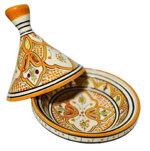 Moroccan Tajine Dome Lid Terracotta Orange Tagine Hand-Crafted & Painted 7 7/8”D