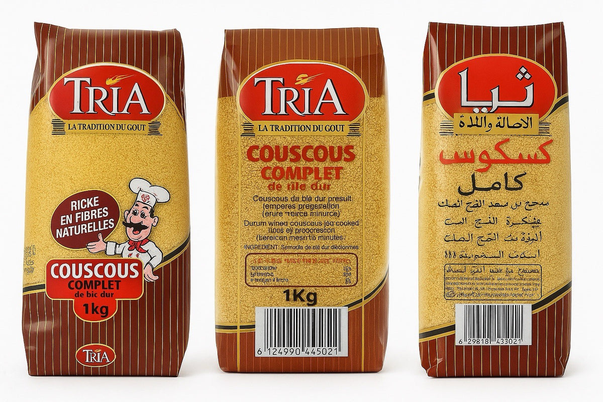 COUSCOUS TRIA 2-Whole Wheat Fine Complet Moroccan Vegan Vegetarian No MSG