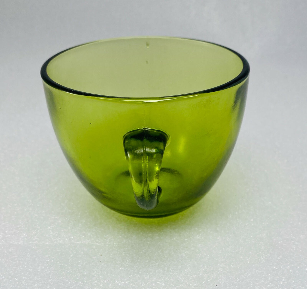 Vintage Indiana Glass Sunburst Mid Century Olive Green One Cup & Plate Set