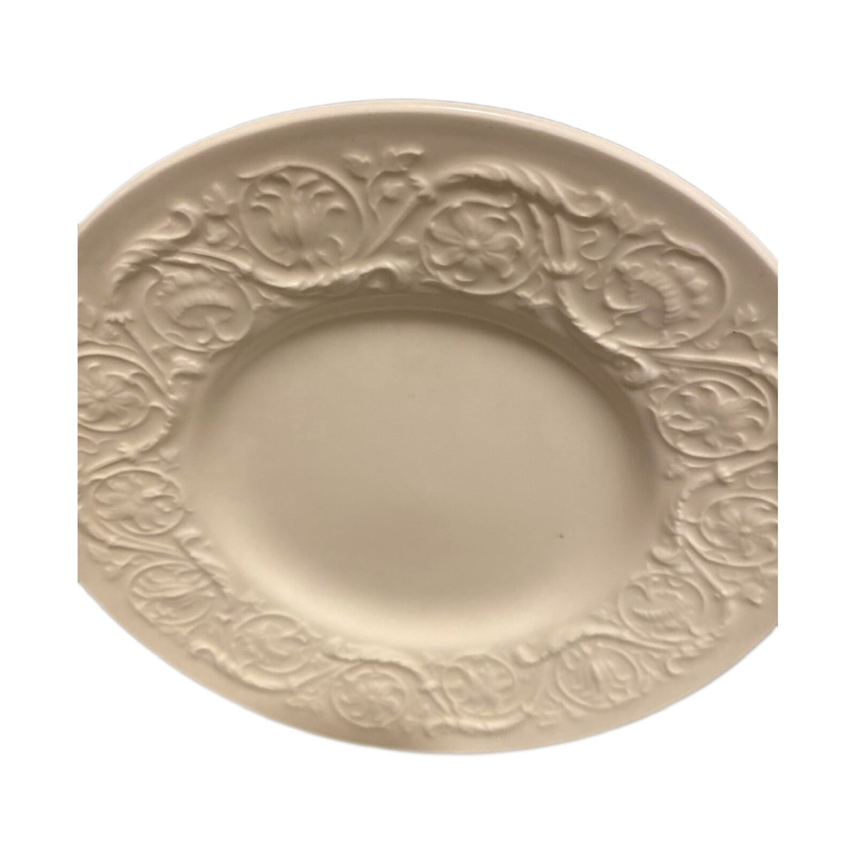 Wedgwood PATRICIAN Etruria & Barlaston Cream Salad Plate Embossed Floral Scrolls