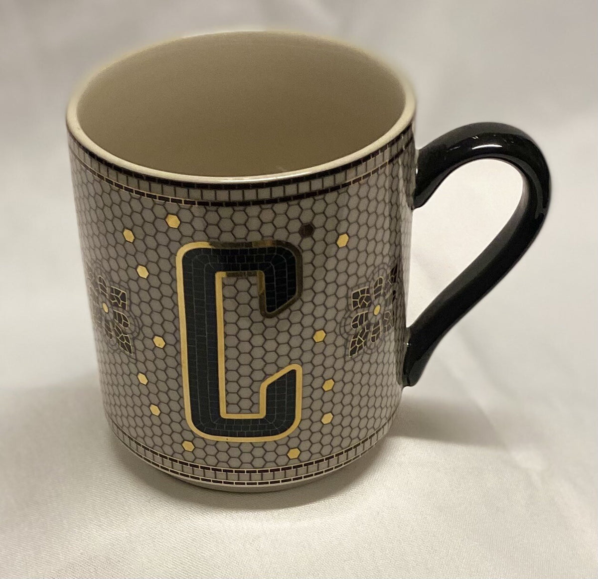 Anthropologie Home Bold Tiled Mug Monogram Bistro Margot Personalized Initial 
