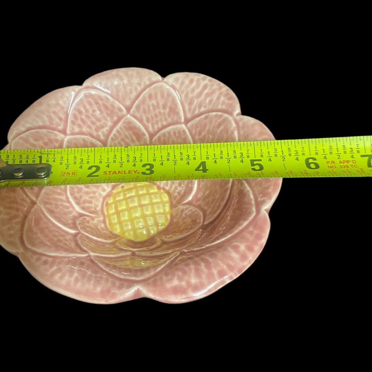 Vintage TIC Pottery USA Bowl Pink Cactus Flower Shaped Ceramic Dish Trinket
