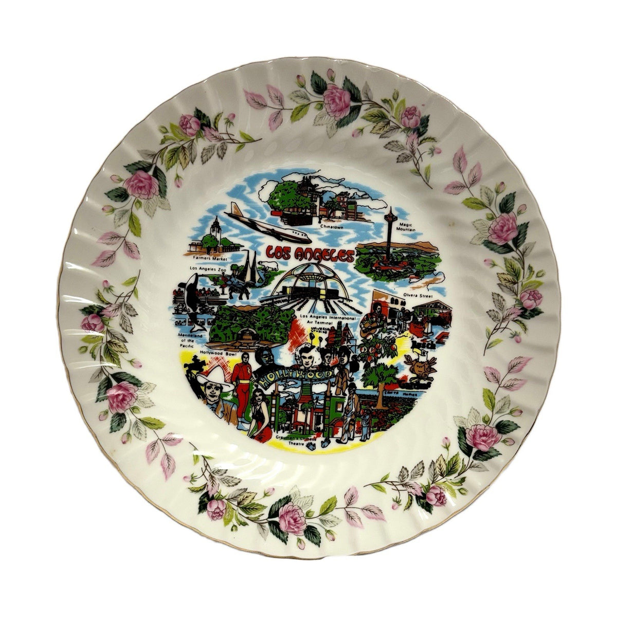 Vintage Los Angeles Plate California Souvenir  CREATIVE Fine China  2345 Japan
