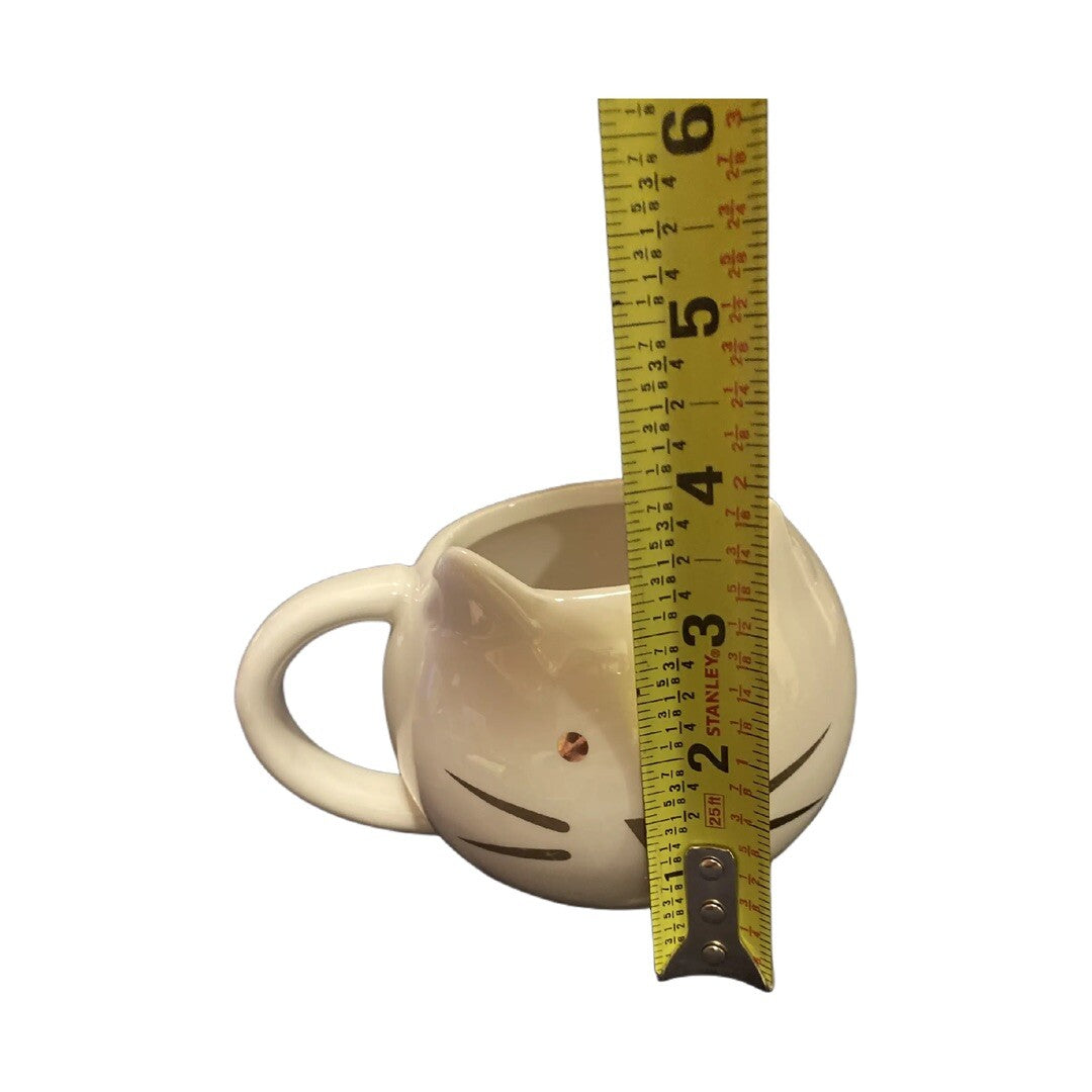 10 STRAWBERRY STREET Coffee Mug Whimsical Cupboard White & Gold FAT CAT Tea Cup