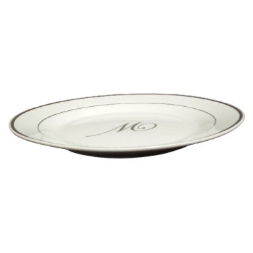 Gibson HERITAGE Initial M 4-Dessert Plates White Gold Verge Line Monogram White