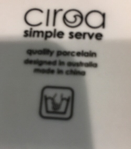 Ciroa Simple Serve Set 4 Square White Porcelain Bowls Black Design Pattern PEACE