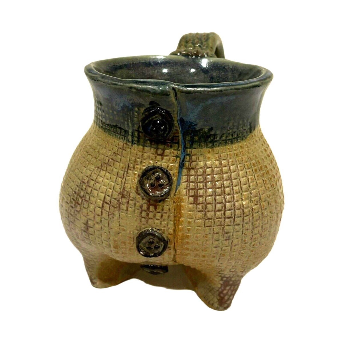 Christine Winokur Signed Handmade Belly Mug Stoneware Rustic Pottery Coffee Cup