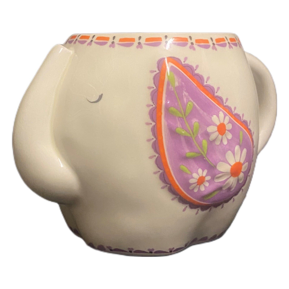 Natural Life Sculpted Elephant Mug 16 oz You Are Loved Boho Floral Paisley Cup