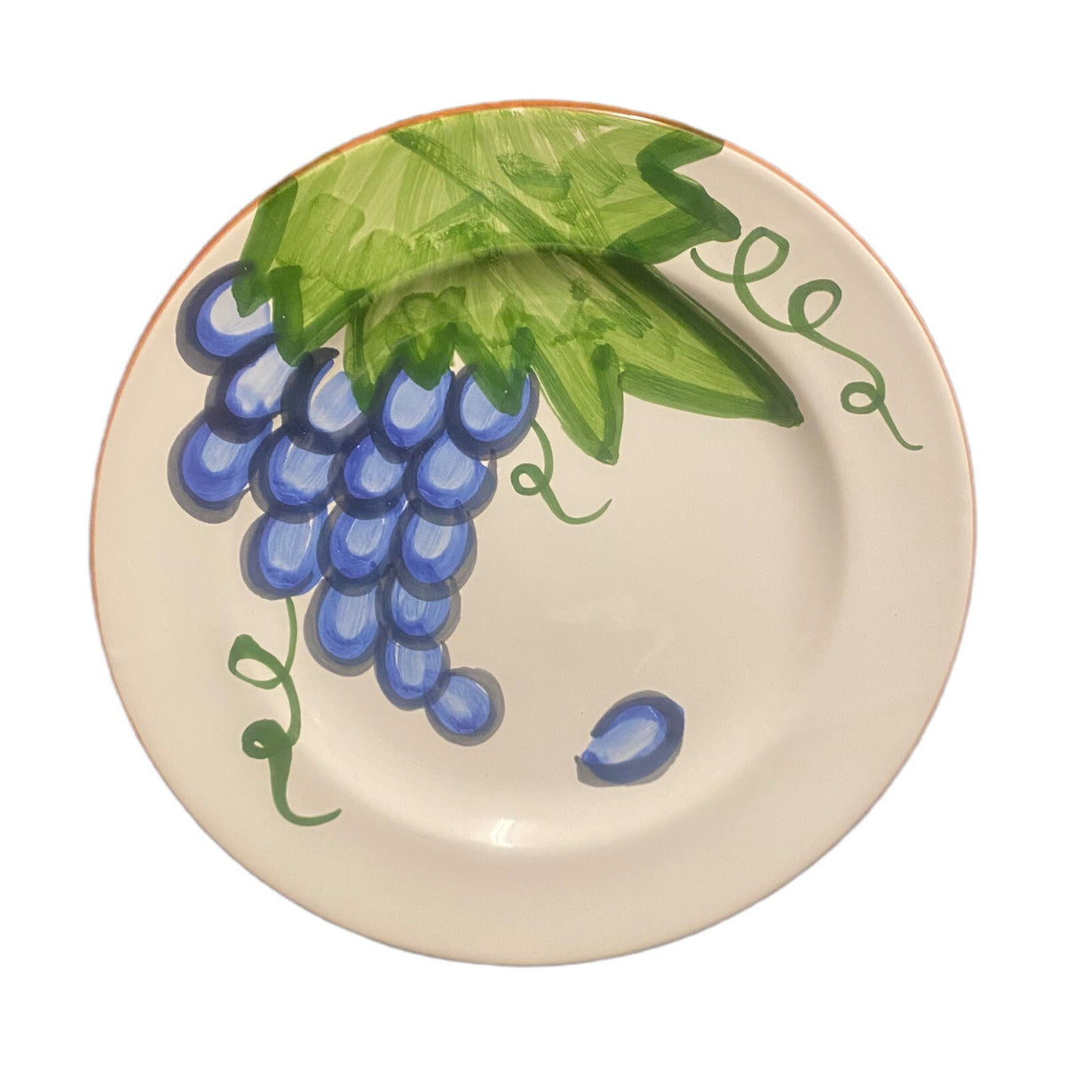 PRESENT TENSE 4-Dinner Plates ITALY Hand Painted Fruit Apple-Lemon-Grape-Pear