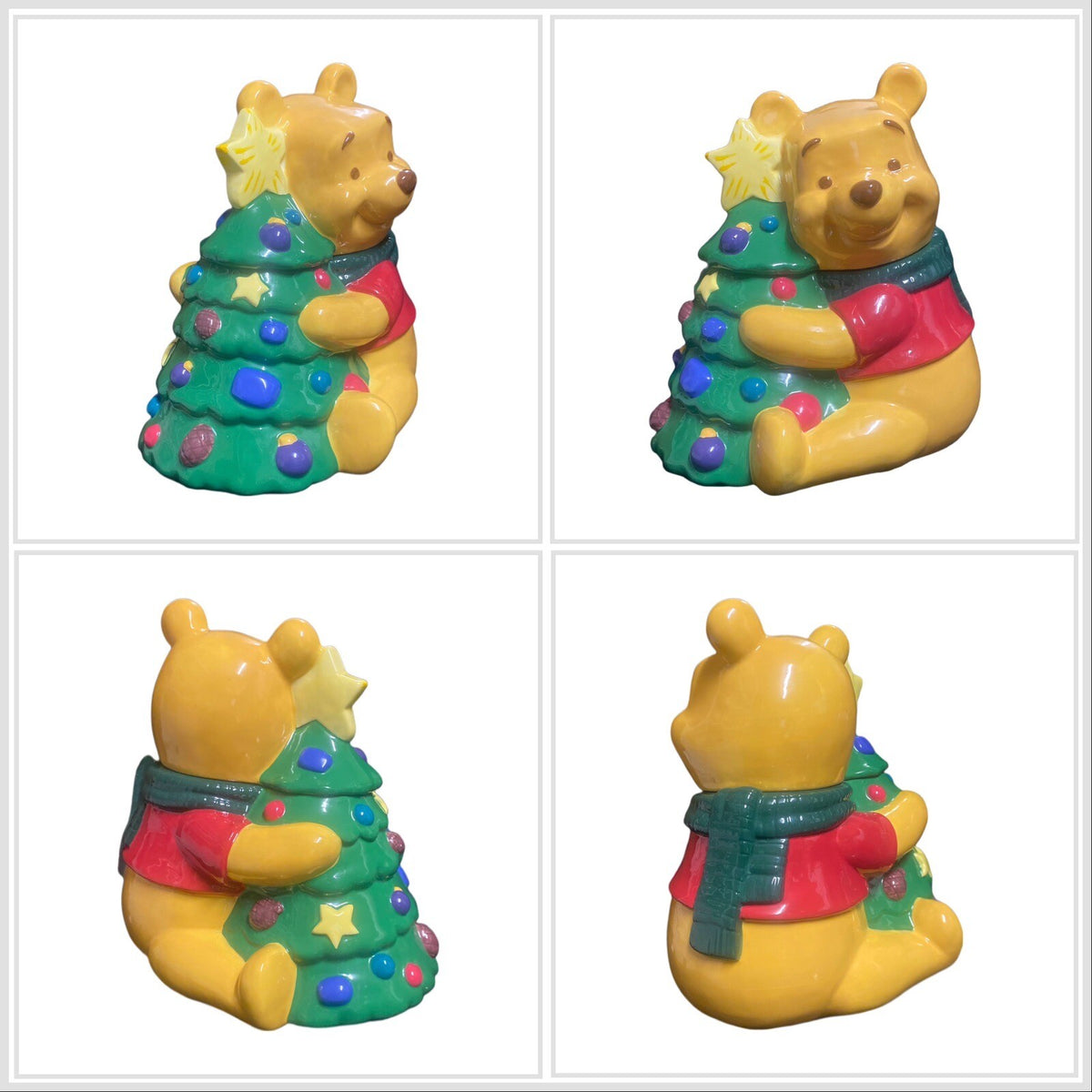 Vintage The Disney Store Winnie The Pooh Christmas Tree Ceramic Cookie Jar 11" H