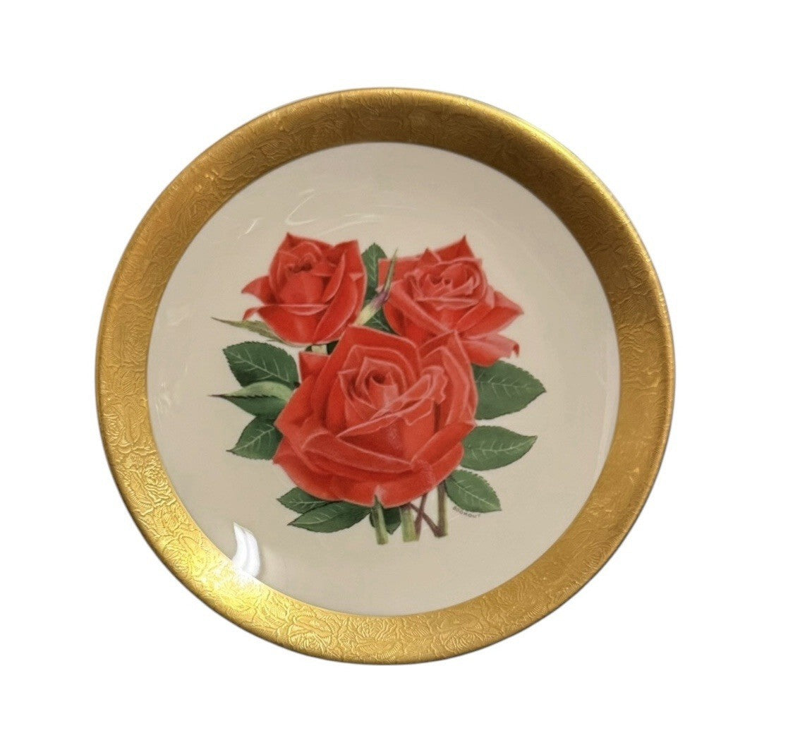 Set of 3 Heritage House Rose Collector Plates 6 5/8” Gold Rim Ltd Ed 7500