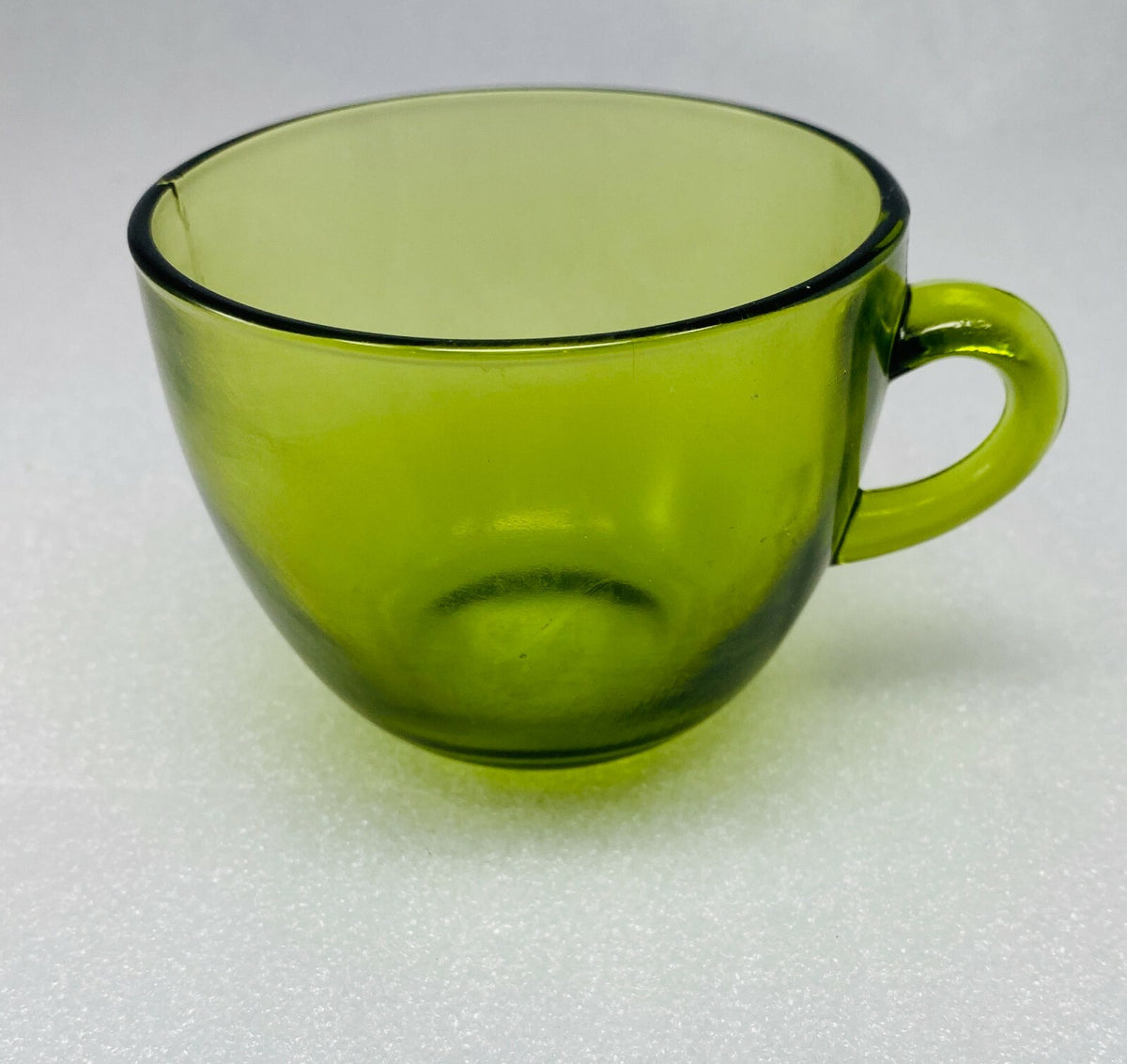 Vintage Indiana Glass Sunburst Mid Century Olive Green One Cup & Plate Set